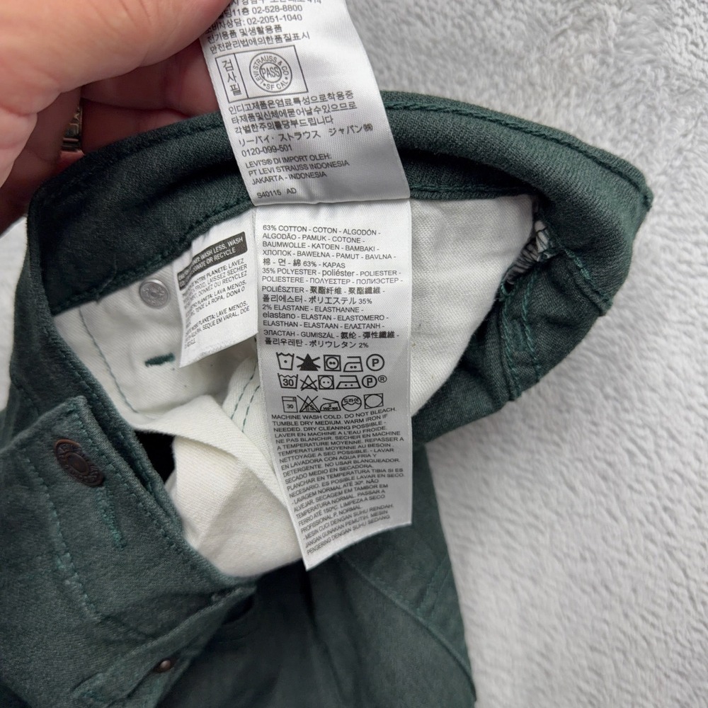 Levi's Pants Mens 34x30 Green 511 Slim Fit Forest Green Stretch Cotton Trousers - Picture 7 of 9